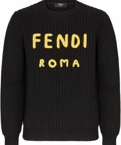 Fendi logo-print wool jumper