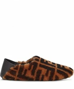 Fendi FF-print shearling loafers
