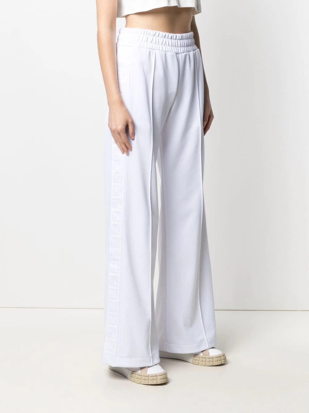Top 10 π Fendi Logo panel wide leg trousers straight-leg pants of women π 5 Fendi logo-panel wide-leg trousers