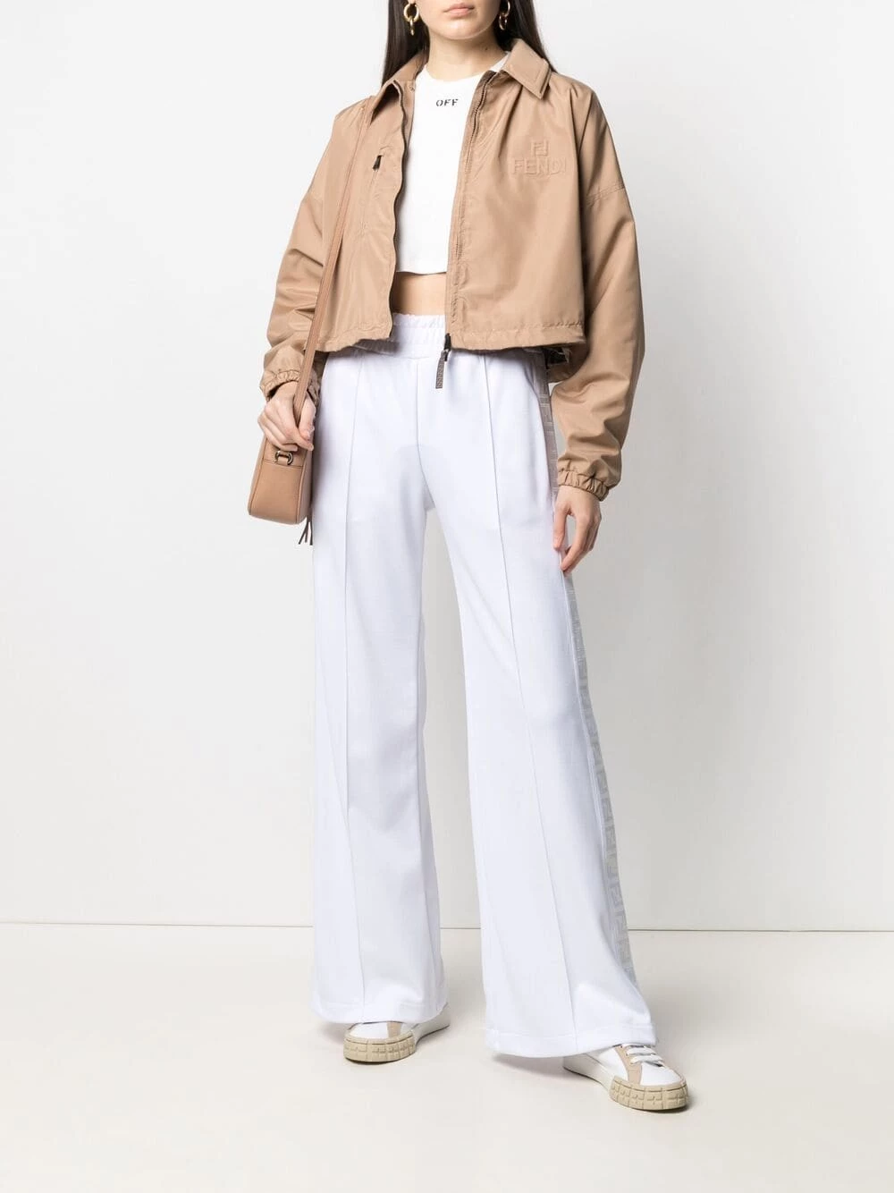 Top 10 π Fendi Logo panel wide leg trousers straight-leg pants of women π 4 Fendi logo-panel wide-leg trousers