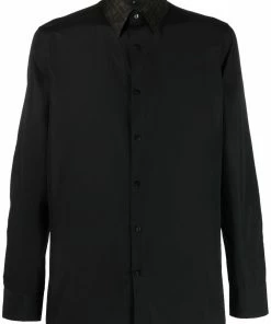 Fendi contrasting-collar long-sleeve shirt