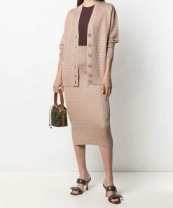 Fendi monogram knitted midi skirt