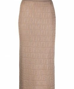 Fendi monogram knitted midi skirt