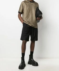 Fendi woven logo-print silk T-shirt