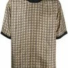 Fendi woven logo-print silk T-shirt