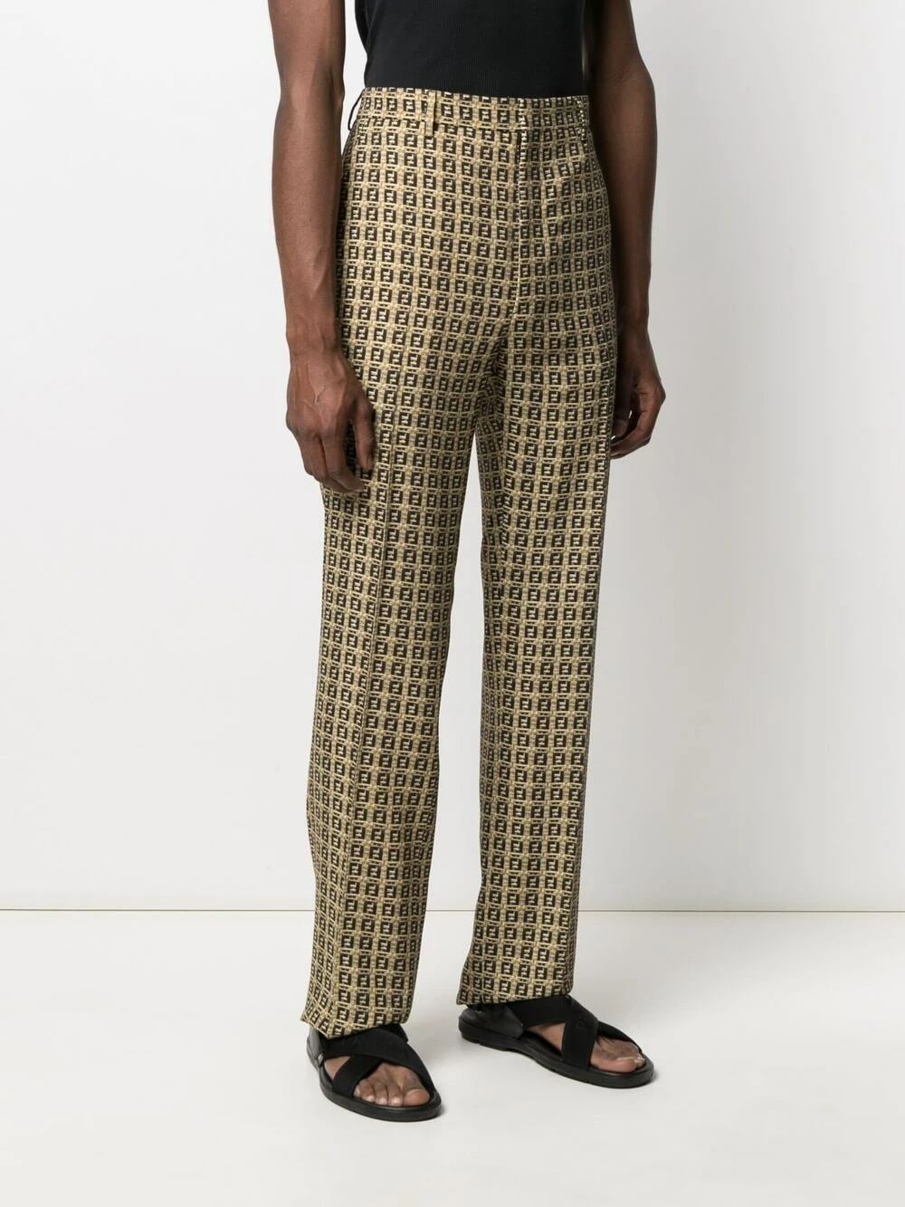 Coupon π₯° Fendi FF print trousers regular-fit & straight leg pants of men π 5 Fendi FF-print trousers