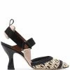 Fendi FF-raffia Colibrì pumps