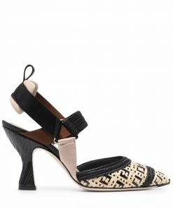 Fendi FF-raffia Colibrì pumps