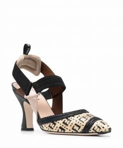 Fendi FF-raffia Colibrì pumps