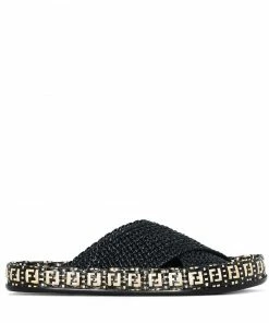 Fendi Reflections woven flatform sandals