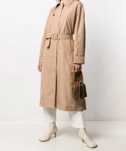 Fendi embossed-logo belted-waist coat