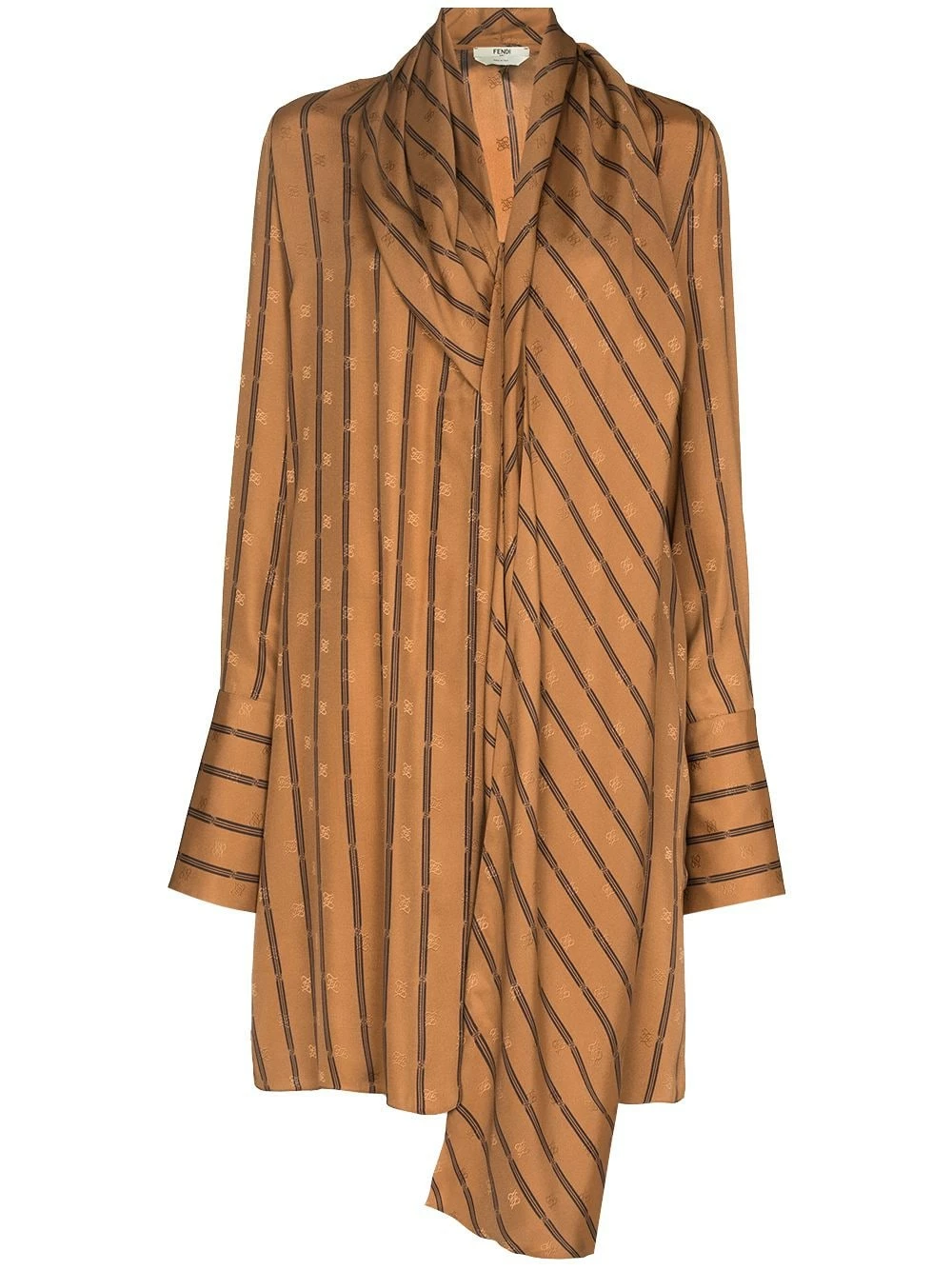 Cheapest π Fendi Karligraphy scarf detail π shirtdress day π dresses of women π 3 Fendi Karligraphy scarf-detail shirtdress