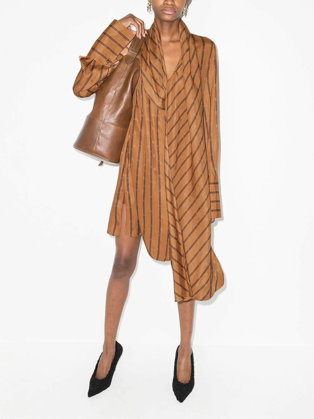 Cheapest π Fendi Karligraphy scarf detail π shirtdress day π dresses of women π 7 Fendi Karligraphy scarf-detail shirtdress