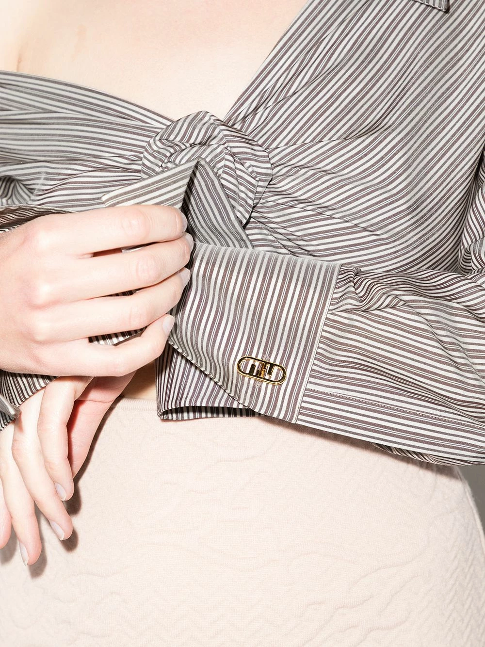 Promo π Fendi 3D rose striped cropped π shirt π shirts of women π 6 Fendi 3D rose striped cropped shirt