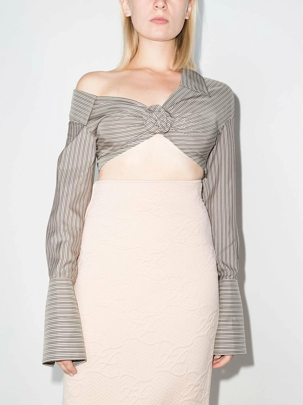 Promo π Fendi 3D rose striped cropped π shirt π shirts of women π 4 Fendi 3D rose striped cropped shirt