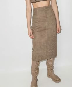 Fendi ribbed-effect leather pencil skirt