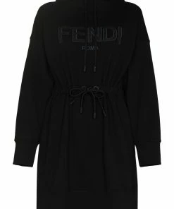 Fendi logo-embroidered hooded minidress