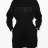 Fendi logo-embroidered hooded minidress