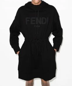 Fendi logo-embroidered hooded minidress