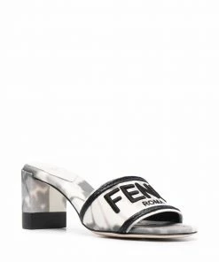Fendi 70mm logo-embroidered mule sandals