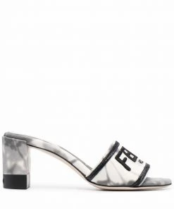 Fendi 70mm logo-embroidered mule sandals