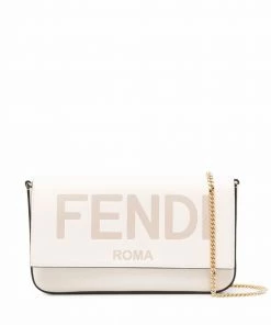 Fendi logo debossed clutch bag