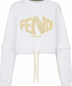 Fendi logo-print cropped sweatshirt