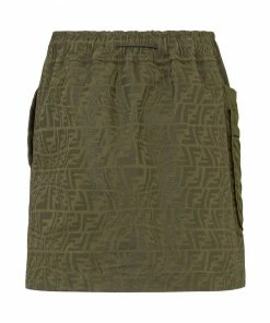 Fendi FF-motif denim miniskirt