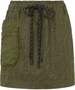 Fendi FF-motif denim miniskirt
