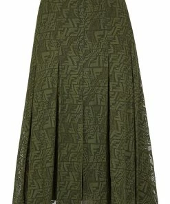 Fendi FF-embroidered pleated skirt