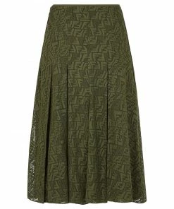 Fendi FF-embroidered pleated skirt