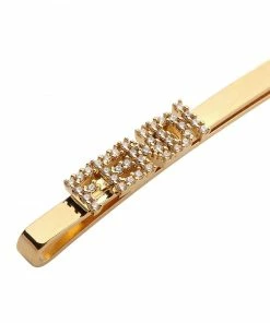 Fendi crystal-embellished logo hair clip
