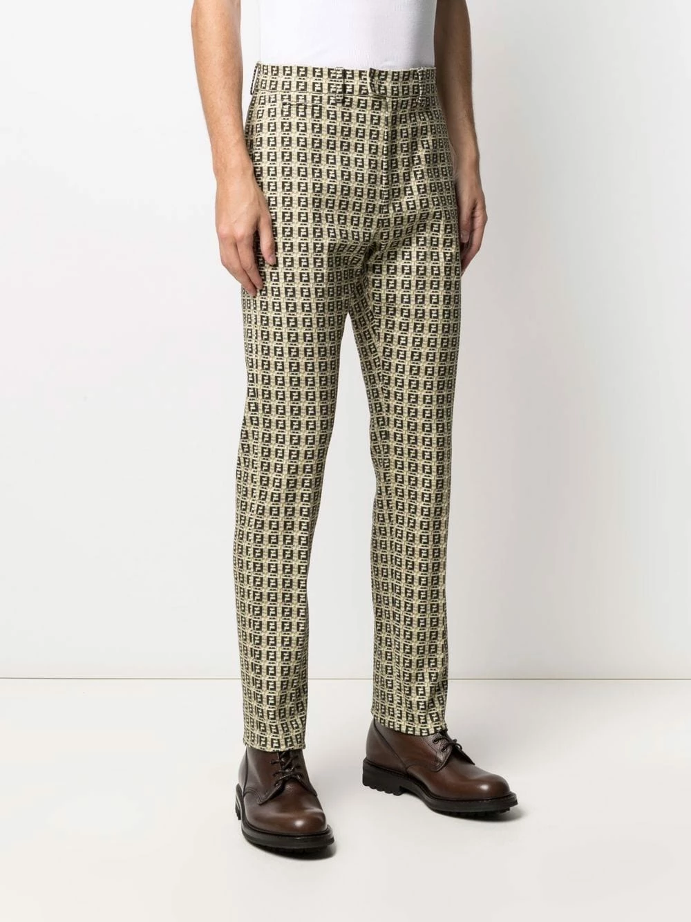New π― Fendi FF print mid rise trousers regular-fit & straight leg pants of men π 5 Fendi FF-print mid-rise trousers
