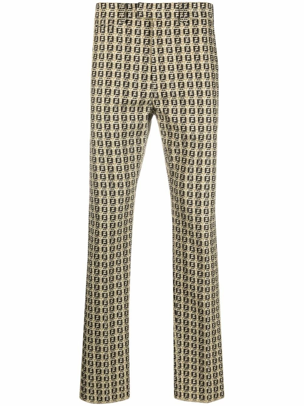 New π― Fendi FF print mid rise trousers regular-fit & straight leg pants of men π 3 Fendi FF-print mid-rise trousers