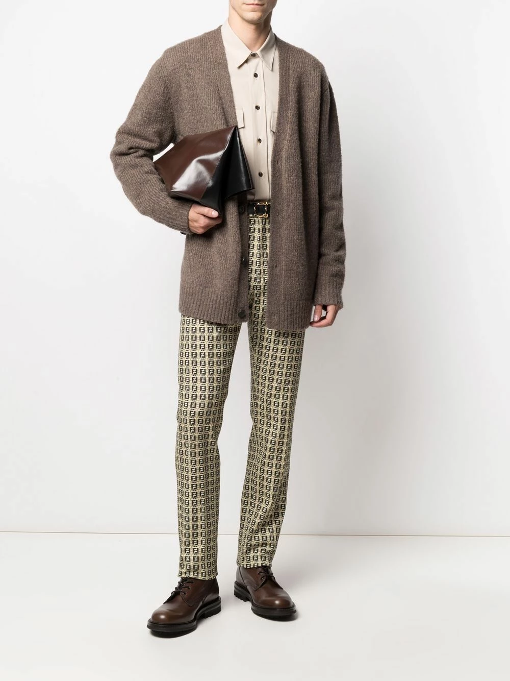New π― Fendi FF print mid rise trousers regular-fit & straight leg pants of men π 4 Fendi FF-print mid-rise trousers