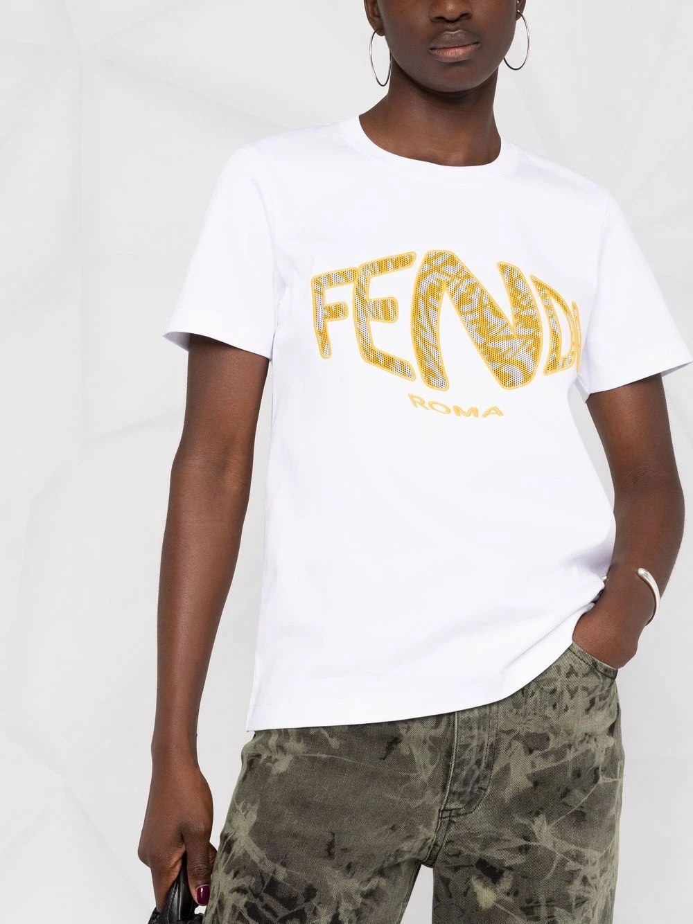 Top 10 π€© Fendi Logo embroidered short sleeve T π shirt t-shirts & jersey π shirts of women βοΈ 7 Fendi logo-embroidered short-sleeve T-shirt