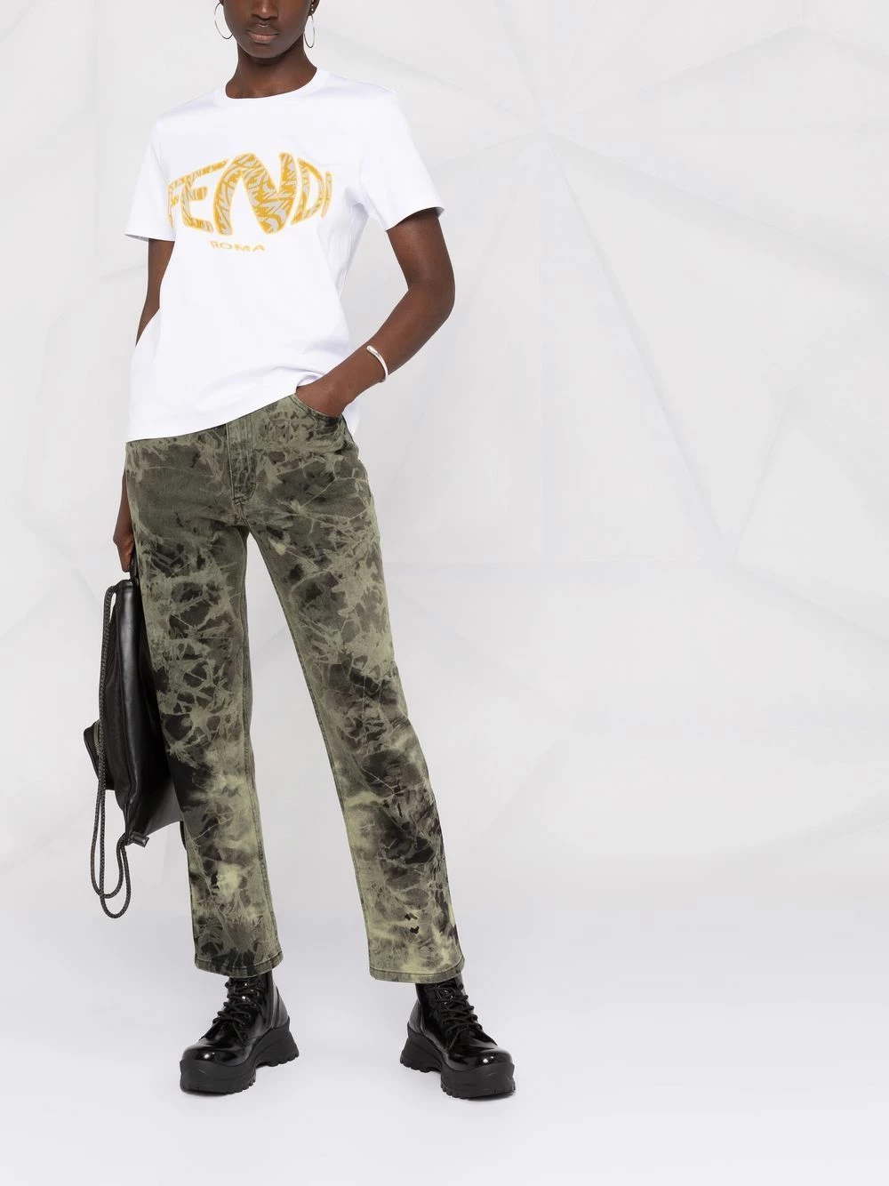 Top 10 π€© Fendi Logo embroidered short sleeve T π shirt t-shirts & jersey π shirts of women βοΈ 4 Fendi logo-embroidered short-sleeve T-shirt