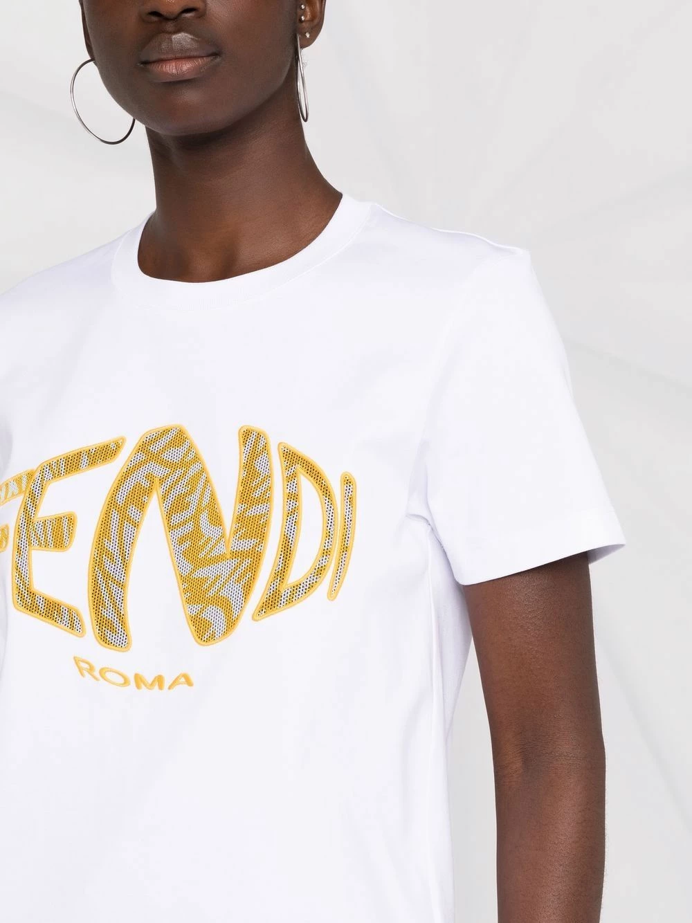 Top 10 π€© Fendi Logo embroidered short sleeve T π shirt t-shirts & jersey π shirts of women βοΈ 5 Fendi logo-embroidered short-sleeve T-shirt