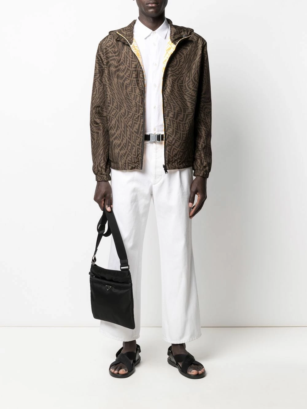 Discount ❤️ Fendi FF Vertigo motif jacket hooded jackets of men ⭐ 4 Fendi FF Vertigo-motif jacket