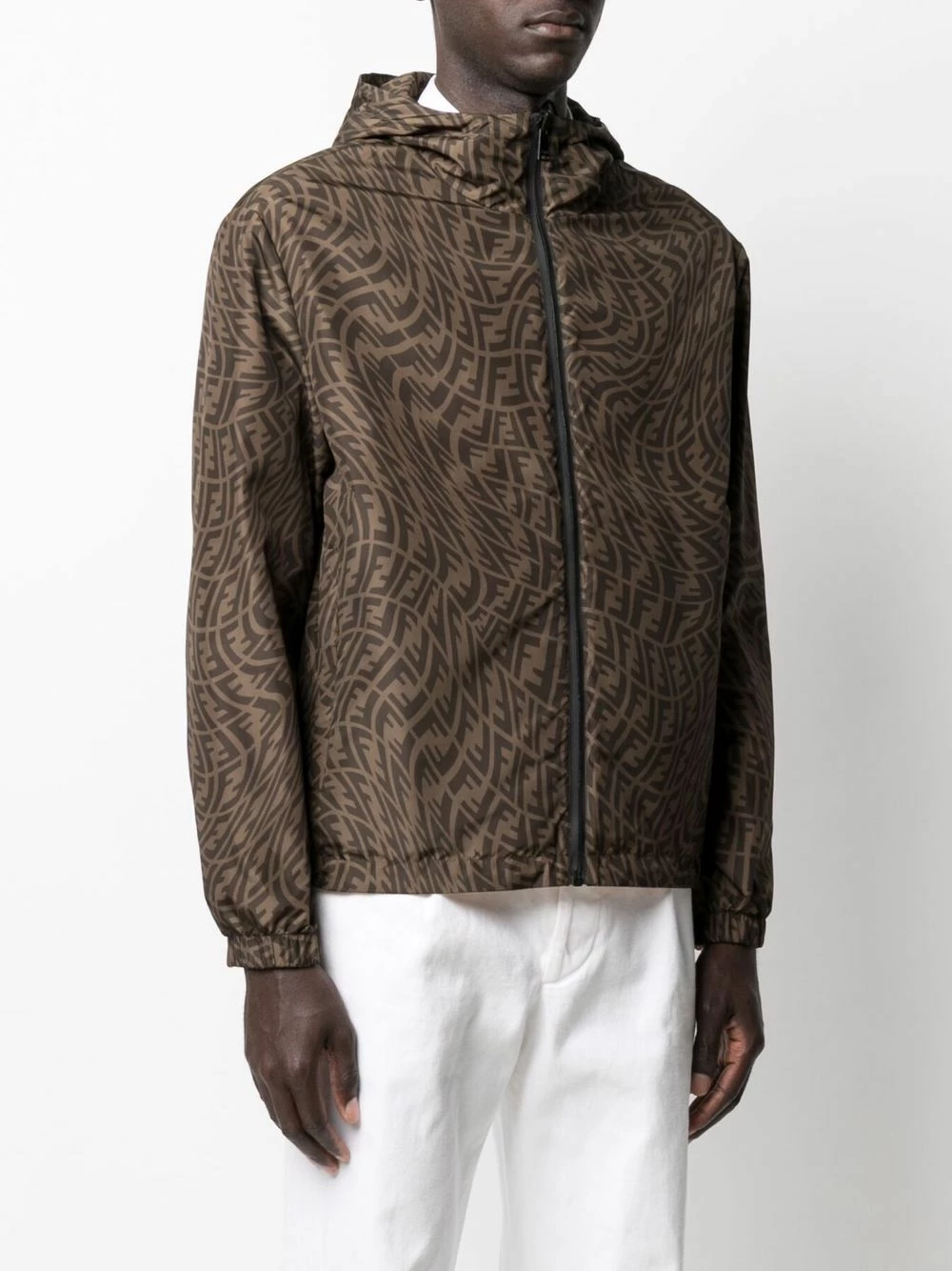 Discount ❤️ Fendi FF Vertigo motif jacket hooded jackets of men ⭐ 5 Fendi FF Vertigo-motif jacket