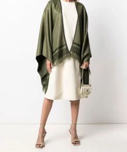 Fendi fringed logo-jacquard poncho