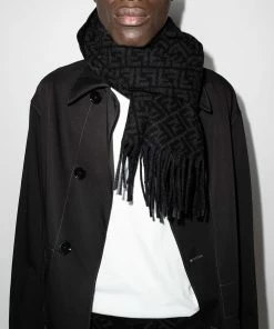 Fendi FF-motif knitted fringe-trim scarf