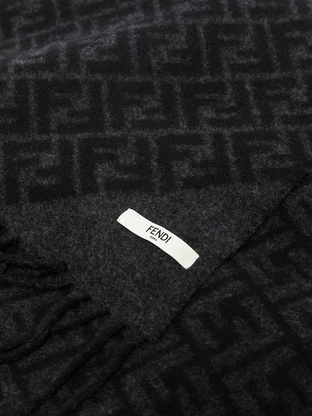 Brand new π Fendi FF motif knitted fringe trim scarf scarves of men π 5 Fendi FF-motif knitted fringe-trim scarf