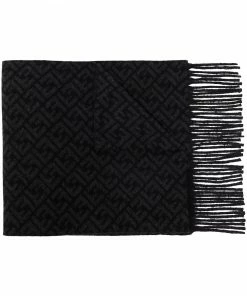 Fendi FF-motif knitted fringe-trim scarf