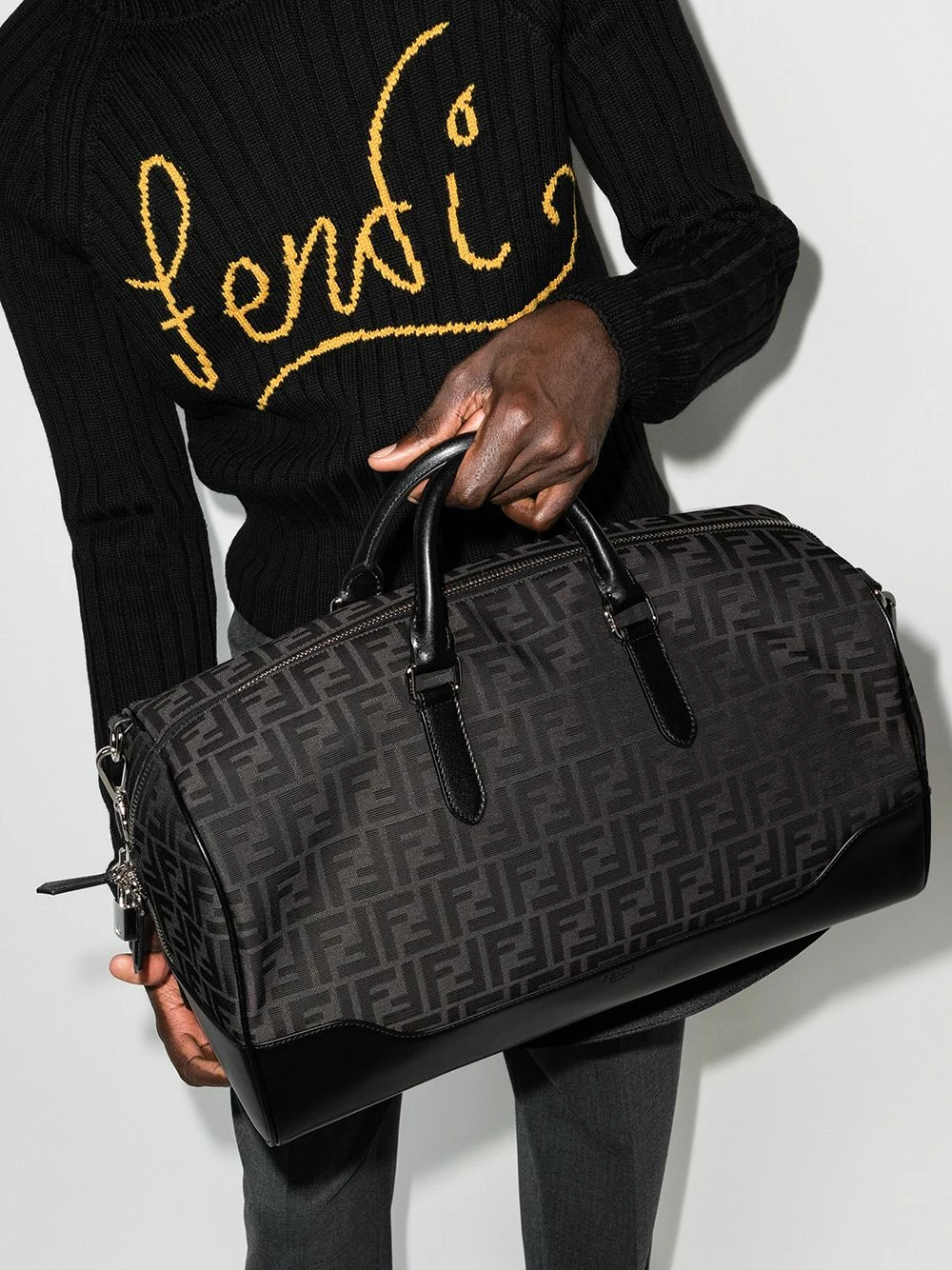 Deals π Fendi FF logo print holdall shoulder bags of men 𧨠4 Fendi FF-logo print holdall