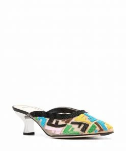 Fendi bead-embellished 70mm mules