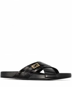Fendi FF-plaque leather sandals