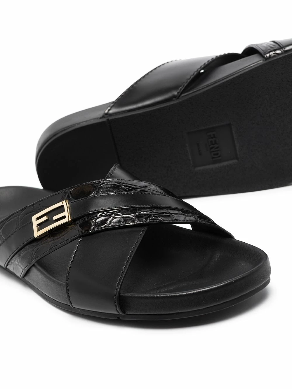 Cheapest π Fendi FF plaque leather π©΄ sandals of men π 4 Fendi FF-plaque leather sandals