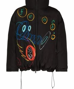 Fendi scribble-print puffer jacket