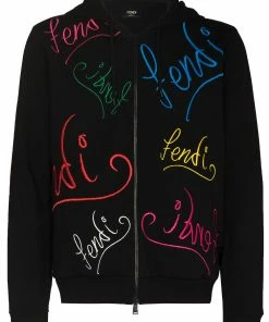 Fendi x Noel Fielding logo-embroidered zipped hoodie